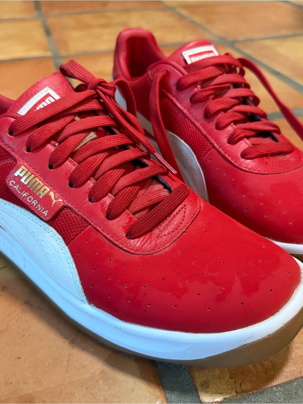 Puma California Red & White Sneakers